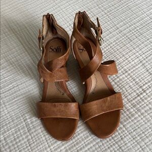 Sofft Brown Leather Strappy Sandals